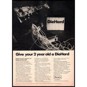 1968 DieHard Car Battery Batteries Vintage Print Ad Car Stereo Wiring Wall Art